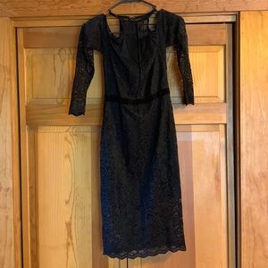 Express size 2 black lace off the shoulder dress